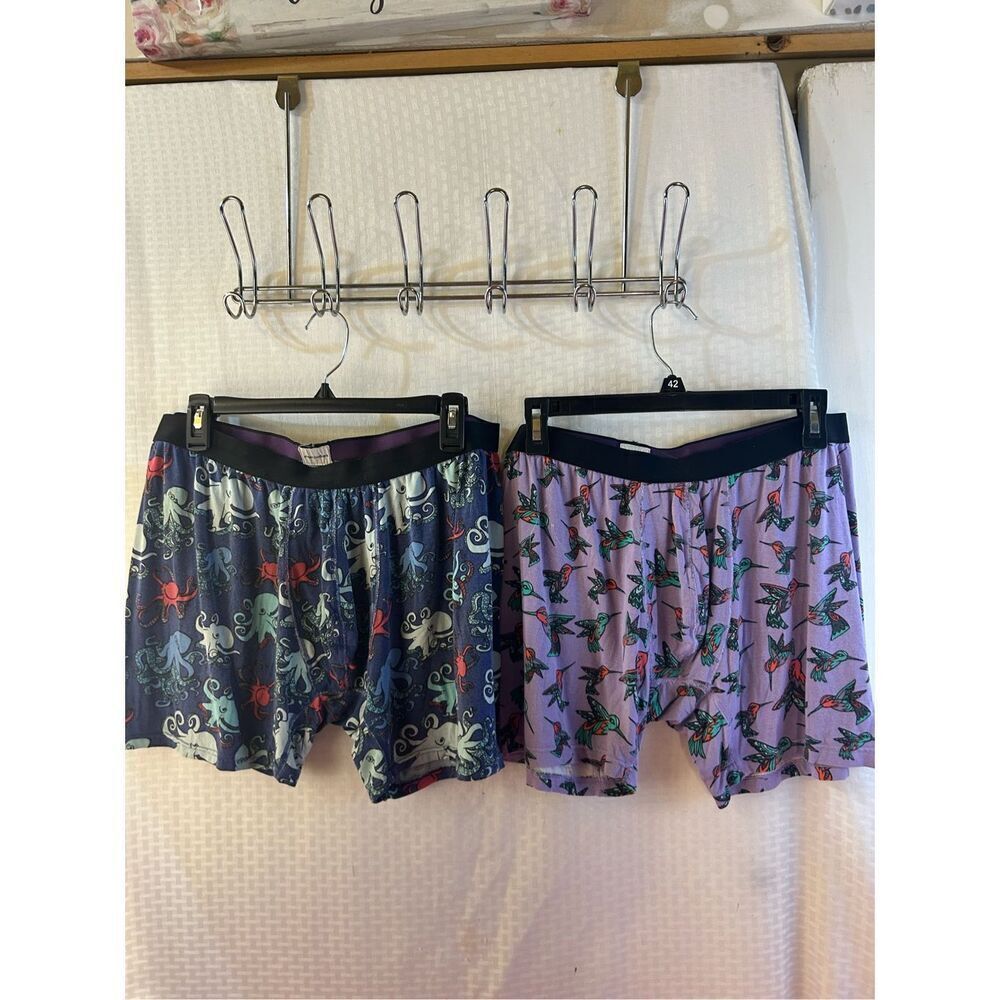 2 Meundies boxers xl? 32”‎ waist Octopus Hummingbird
